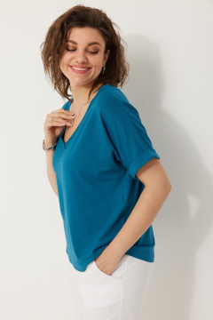 Блуза демисезонная трикотажная полуприлегающая BegiModa 4120 лазурный - фото 5