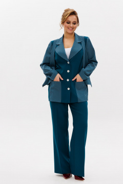 Костюм с жакетом и брюками из тянущейся костюмной ткани Mubliz 237 морская_волна - фото 4