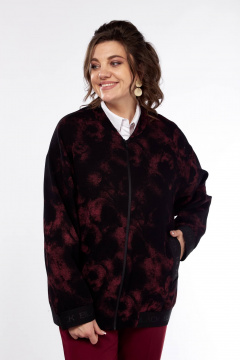 Бомбер и брюки свободного кроя для стильных образов Ольга Стиль С-907 черный+бордовый - фото 2