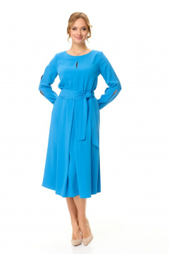 Платье миди с капельным вырезом и складками из текстиля T&N 7605 голубой_темный - фото 1