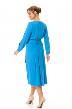 Платье миди с капельным вырезом и складками из текстиля T&N 7605 голубой_темный - фото 3