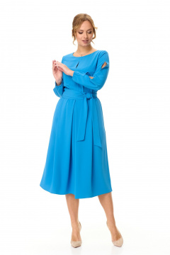 Платье миди с капельным вырезом и складками из текстиля T&N 7605 голубой_темный - фото 2