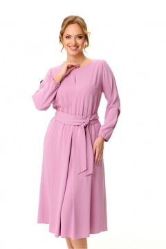 Платье миди с нагрудными вытачками и декоративным разрезом T&N 7605 пудра - фото 5