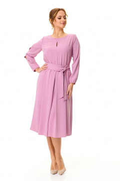 Платье миди с нагрудными вытачками и декоративным разрезом T&N 7605 пудра - фото 3