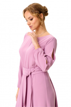 Платье миди с нагрудными вытачками и декоративным разрезом T&N 7605 пудра - фото 2