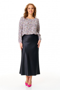 Платье-юбка с приталенной блузой из атласа и вискозы T&N 7612 цветная_мозаика_черный - фото 1