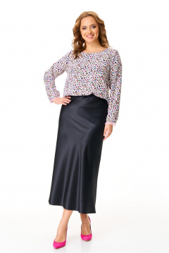 Платье-юбка с приталенной блузой из атласа и вискозы T&N 7612 цветная_мозаика_черный - фото 2