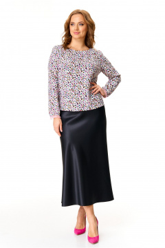 Платье-юбка с приталенной блузой из атласа и вискозы T&N 7612 цветная_мозаика_черный - фото 5