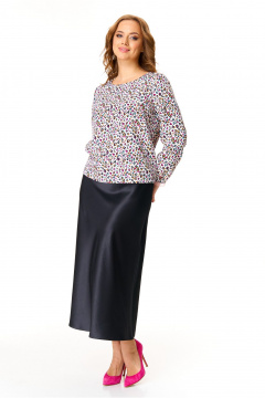 Платье-юбка с приталенной блузой из атласа и вискозы T&N 7612 цветная_мозаика_черный - фото 4