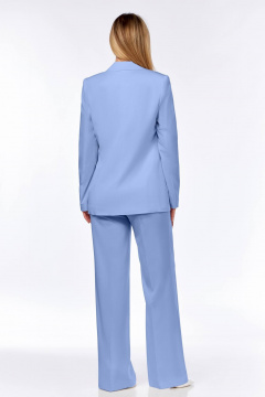 Деловой костюм палаццо из текстиля с жакетом и жилетом Ольга Стиль Л-304 голубой - фото 2
