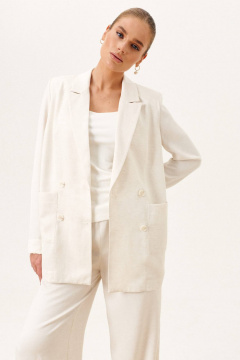 Белый жакет с накладными карманами и брюки на резинке Prestige 1056 молочный - фото 3