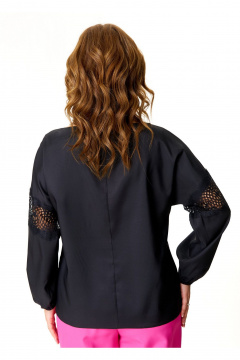Блуза из кружева с длинным рукавом для делового образа T&N 7619 черный - фото 4