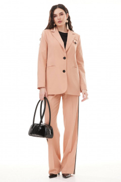 Женский деловой комплект из жакета, брюк и футболки Твой имидж 2095 персик - фото 4