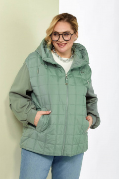 Демисезонная женская куртка с капюшоном из плащёвой ткани Shetti 2184 мята - фото 1