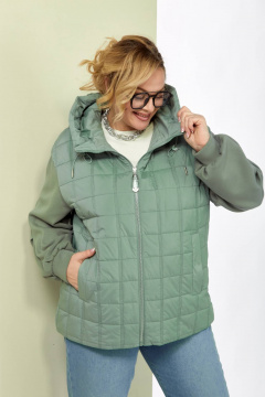 Демисезонная женская куртка с капюшоном из плащёвой ткани Shetti 2184 мята - фото 3