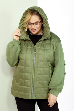 Зеленая демисезонная куртка с утеплителем и карманами Shetti 2184 олива - фото 4
