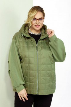 Зеленая демисезонная куртка с утеплителем и карманами Shetti 2184 олива - фото 1