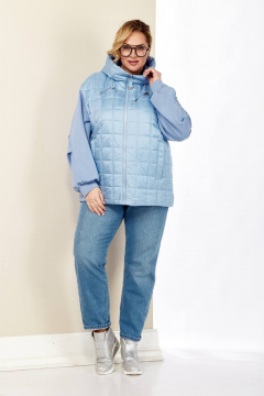 Голубая демисезонная куртка на кулисе с капюшоном Shetti 2184 небесный - фото 5