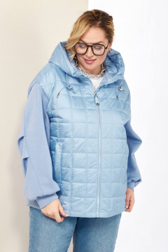 Голубая демисезонная куртка на кулисе с капюшоном Shetti 2184 небесный - фото 4