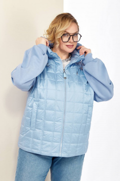 Голубая демисезонная куртка на кулисе с капюшоном Shetti 2184 небесный - фото 1