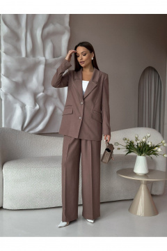Деловой костюм женский жакет и брюки коричневый Dilana VIP 1992 шоколад - фото 2