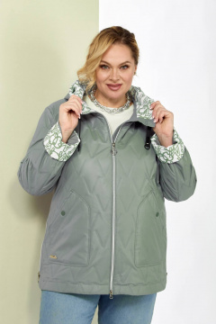 Демисезонная стеганная куртка зеленая и серая Shetti 2183 серо-зеленый - фото 3