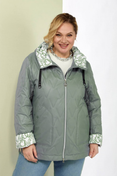 Демисезонная стеганная куртка зеленая и серая Shetti 2183 серо-зеленый - фото 2