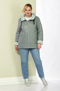 Демисезонная стеганная куртка зеленая и серая Shetti 2183 серо-зеленый - фото 1