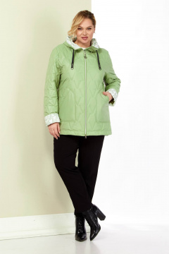 Демисезонная стеганная куртка зеленая на каждый день Shetti 2183 фисташка - фото 5