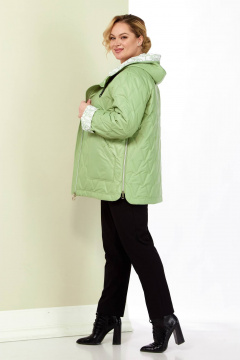 Демисезонная стеганная куртка зеленая на каждый день Shetti 2183 фисташка - фото 4