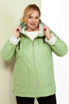 Демисезонная стеганная куртка зеленая на каждый день Shetti 2183 фисташка - фото 3