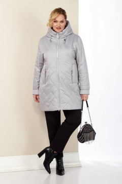 Демисезонная женская куртка с капюшоном из плащёвой ткани Shetti 2186 светло-серый - фото 3