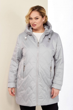 Демисезонная женская куртка с капюшоном из плащёвой ткани Shetti 2186 светло-серый - фото 2