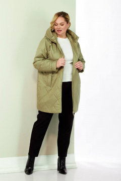 Демисезонная женская куртка с капюшоном из текстиля Shetti 2186 оливковый - фото 5