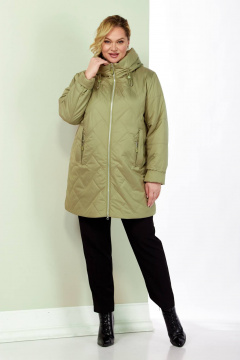 Демисезонная женская куртка с капюшоном из текстиля Shetti 2186 оливковый - фото 2