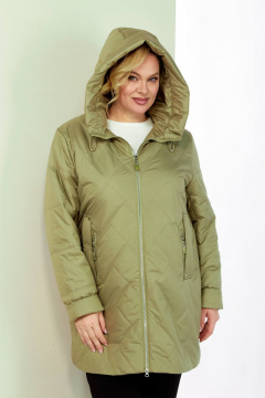 Демисезонная женская куртка с капюшоном из текстиля Shetti 2186 оливковый - фото 1