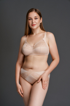 Бежевый мягкий безкаркасный бюстгальтер для больших размеров Milavitsa 122920 нюд - фото 1