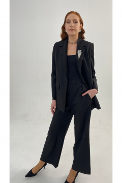 Черный демисезонный жакет однобортный с прорезными карманами i3i Fashion 403/4 - фото 4