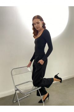 Брюки прямые деловые из текстиля с карманами и застежкой i3i Fashion 702 - фото 2