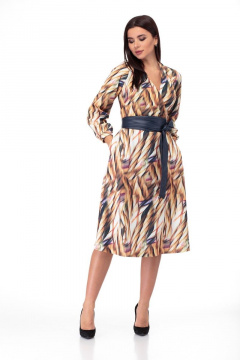 Платье из трикотажа с съемным поясом и прорезными карманами Anelli 938 мультиколор - фото 5