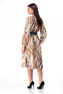 Платье из трикотажа с съемным поясом и прорезными карманами Anelli 938 мультиколор - фото 2