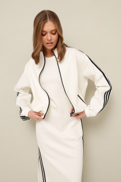 Платье и бомбер в спортивном стиле из трикотажа белое PUR PUR 11-349/1 - фото 4