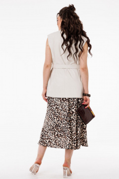 Атласная юбка миди на косой крой с потайной молнией Anelli 1291 светлый_лео - фото 4