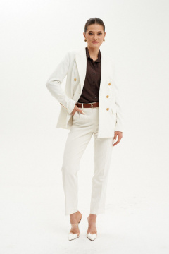 Брюки широкие из вискозы с разрезами и карманами Ketty К-01960 молочный - фото 4