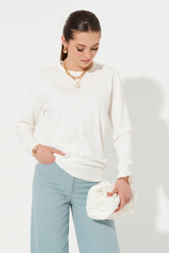Джемпер молочный из вискозной пряжи с круглой горловиной Ketty К-19040 молочный - фото 2