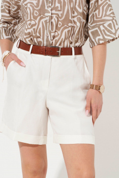 Белые шорты с высоким поясом из текстиля Ketty К-12760 молочный - фото 4