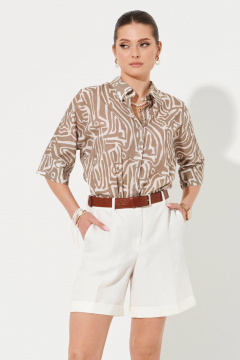 Белые шорты с высоким поясом из текстиля Ketty К-12760 молочный - фото 3