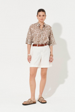 Белые шорты с высоким поясом из текстиля Ketty К-12760 молочный - фото 2