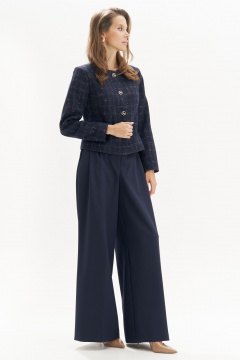 Жакет из твида с золотистой клеткой и классическим кройом Urs 25-514-1 - фото 5