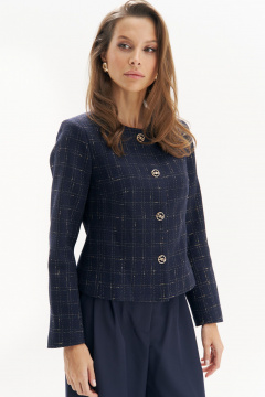 Жакет из твида с золотистой клеткой и классическим кройом Urs 25-514-1 - фото 1